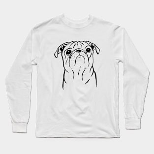 Pug (Black and White) Long Sleeve T-Shirt